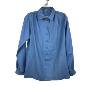 Vintage 1970s Ysl Yves Saint Laurent Powder Blue Wool Blouse
